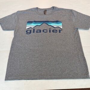 Glacier Gray Graphic Tee with Blue Mountain Design